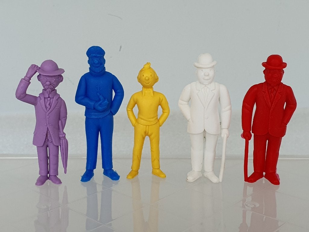 Lot van 5 Kuifje Tintin figuren (Esso, Belvision) (2), Verzamelen, Ophalen of Verzenden, Kuifje, Gebruikt, Beeldje of Figuurtje