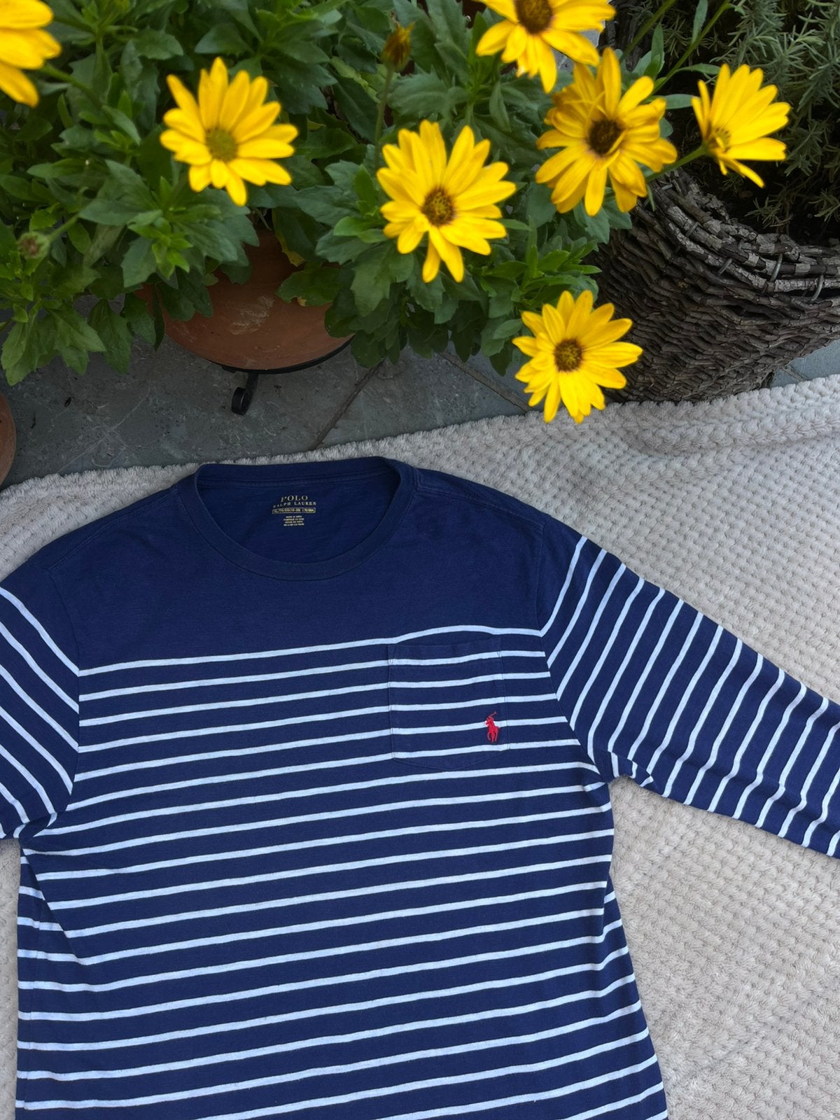 Polo Ralph Lauren longsleeve sweater Marine style M, Ophalen of Verzenden, Zo goed als nieuw, Maat 38/40 (M), Blauw