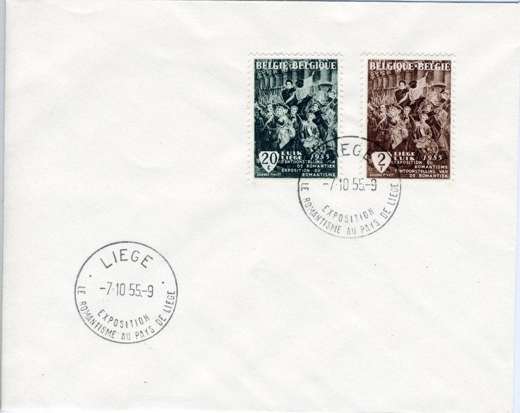 (B) FDC Envelop 1955  971/972 - Tentoonstelling romantiek, Verzenden