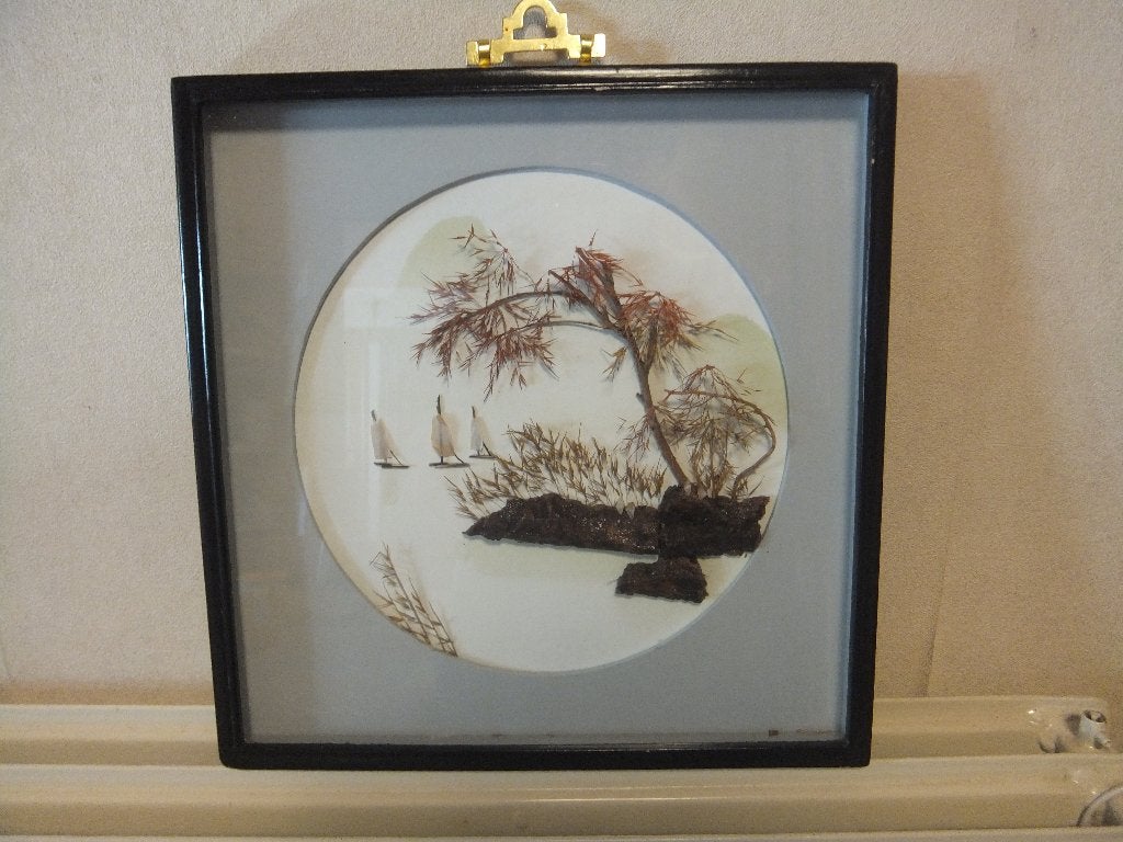 schilderij diorama, Antiek en Kunst, Schilderij, Natuurlijk materiaal, Ingelijst, Ophalen of Verzenden