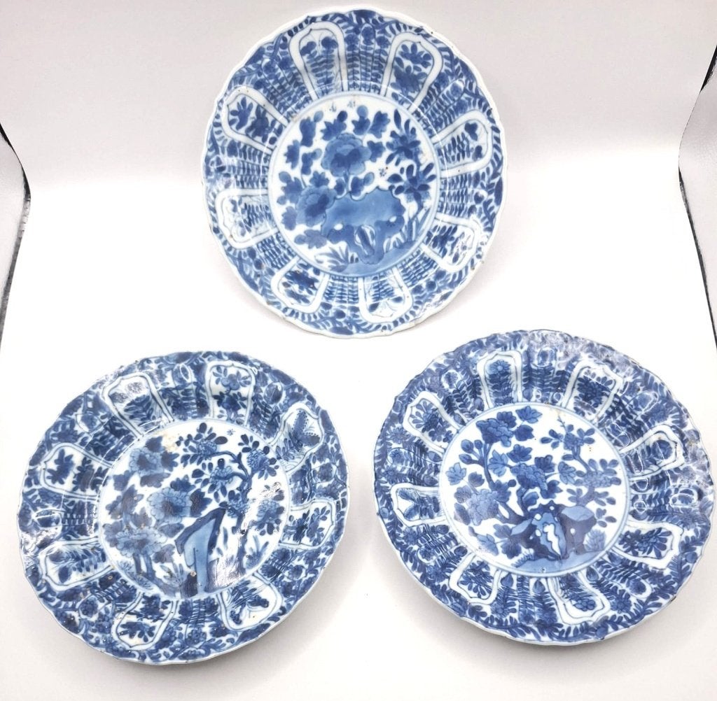 3 stuks 17e eeuws Chinees porselein Kangxi bordjes, Ophalen of Verzenden