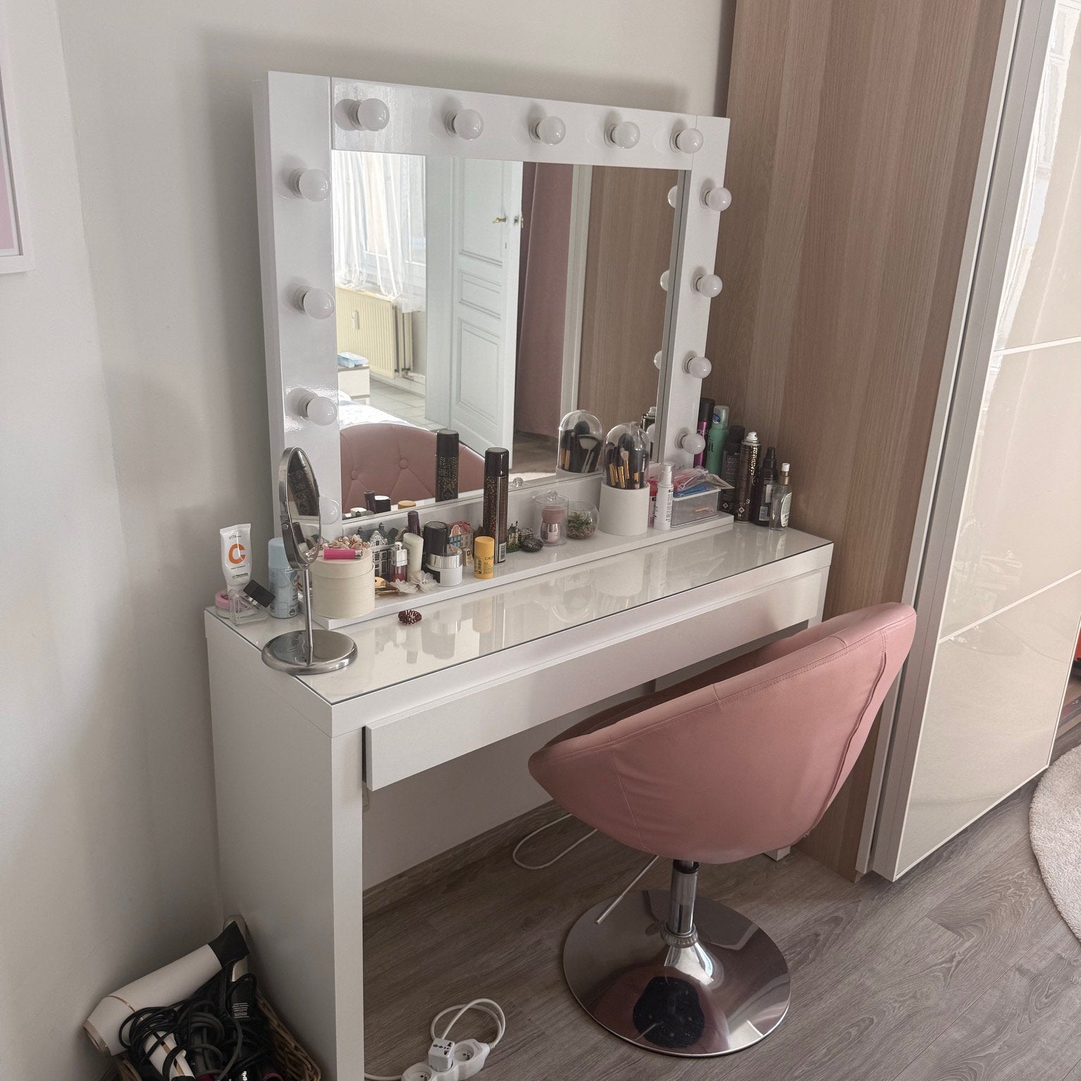 Miroir Vanity, Maison & Meubles, Tables | Coiffeuses, Moins de 100 cm, Comme neuf, Enlèvement, 50 à 100 cm