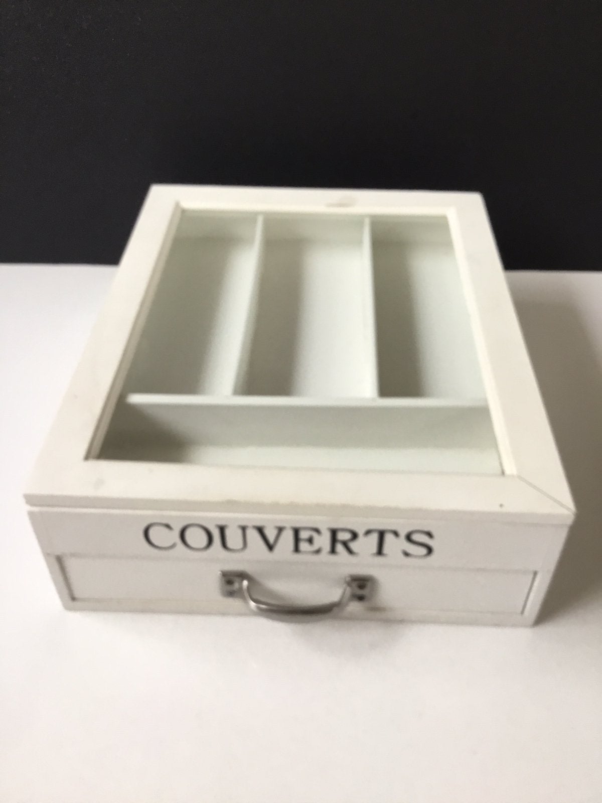 Bestekdoos /lade hout/glas, Maison & Meubles, Enlèvement, Comme neuf, Bois