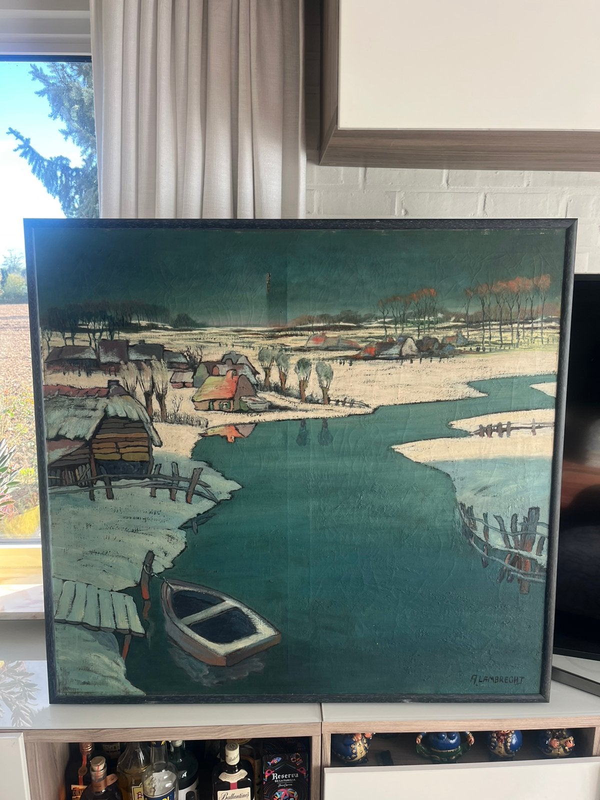 Arthur Lambrecht — Grand tableau expressionniste, Antiquités & Art, Œuvre originale, Peinture à l'huile, Paysage, Expressionniste