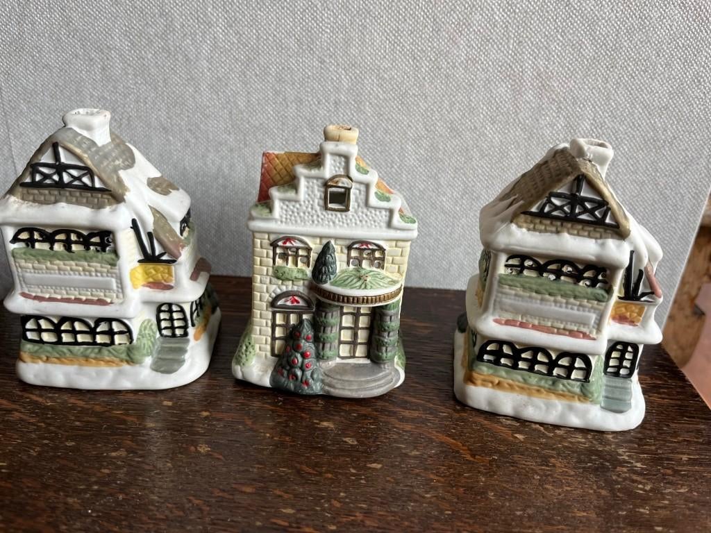 Huisje en sneeuwman voor theelichtjes, Ophalen of Verzenden