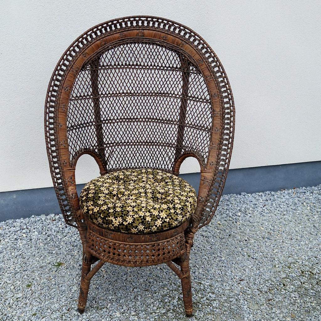 Peacock chair stoel,  pauwenstoel emmanuele , kussen e rotan, Ophalen of Verzenden