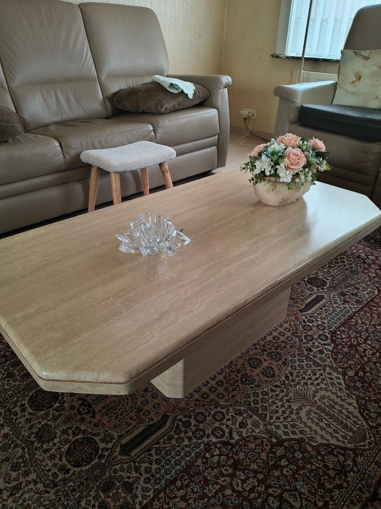 salontafel Travertin., Ophalen, Overige materialen, Gebruikt, 100 tot 150 cm