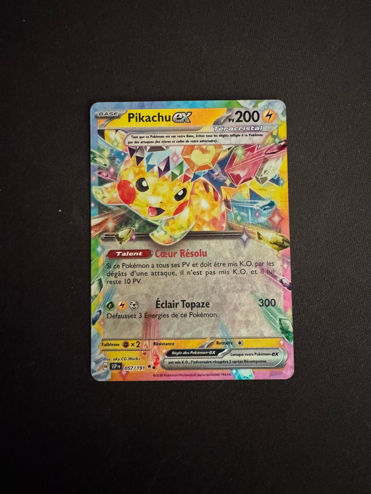 Pikachu ex SSP 057/191 – Pokémon Étincelle Deferlante – NM, Hobby & Loisirs créatifs, Enlèvement ou Envoi, Comme neuf