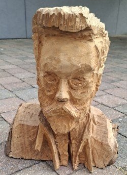 Handgesneden houten buste - vintage brocante kunstwerk '50., Antiek en Kunst, Ophalen, Buste, Handgemaakt, 20 - 50 cm