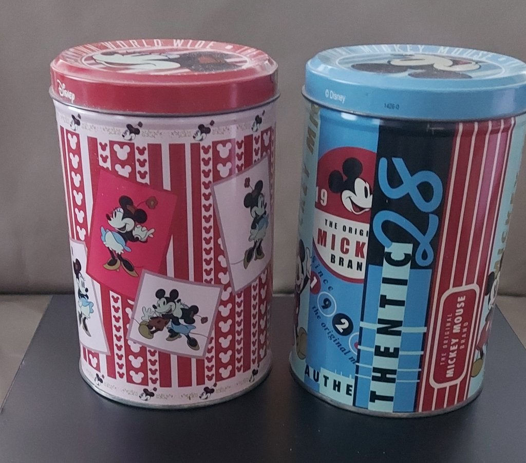 2 boîtes métalliques Mickey et Minnie Disney, Enlèvement, Utilisé, Autres marques