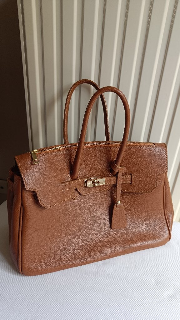 Sac cuir camel, Bijoux, Sacs & Beauté, Enlèvement ou Envoi, Utilisé, Brun, Sac à main
