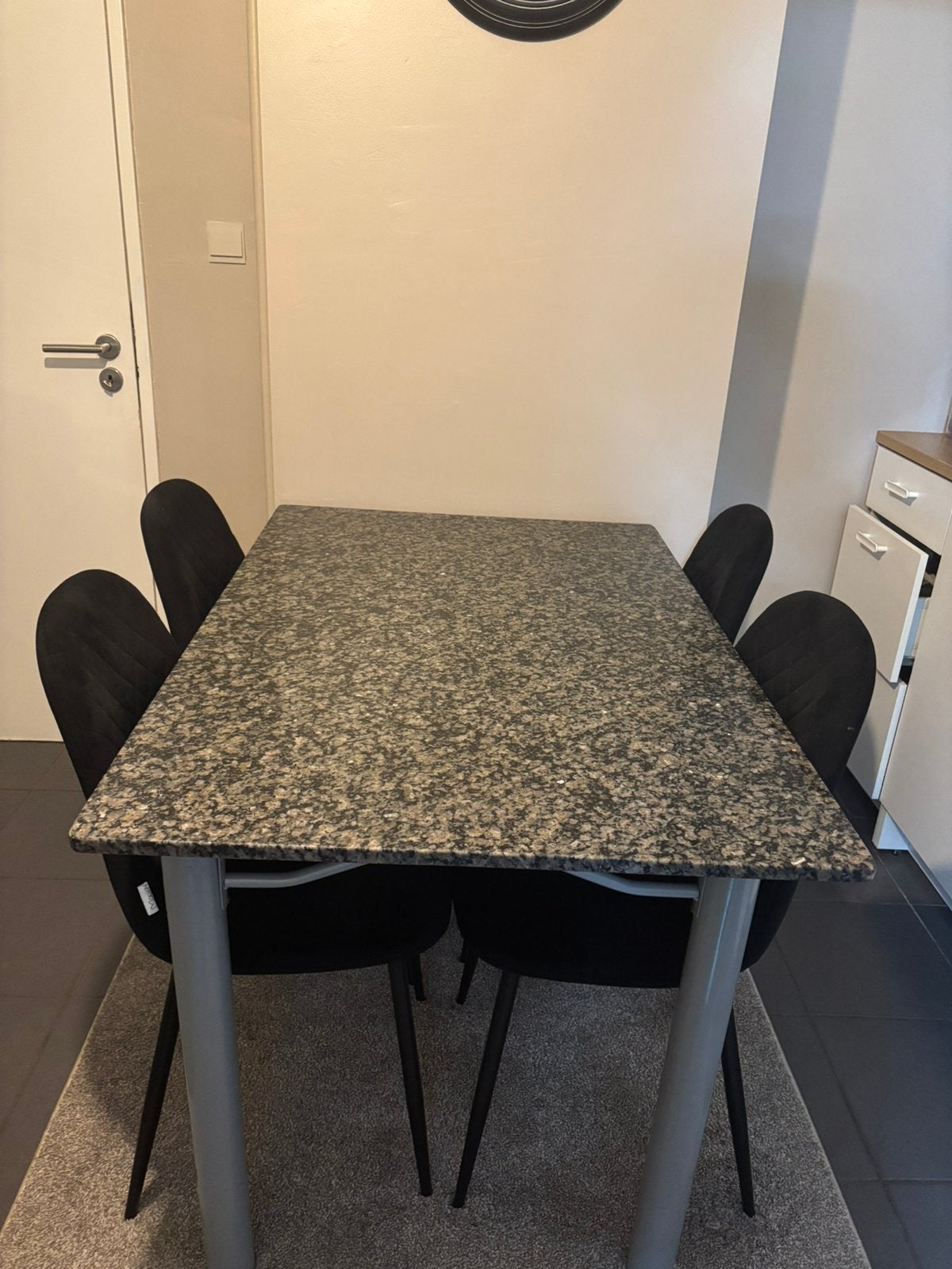 Eettafel met marmeren blad – 6 personen Prijs bespreekbaar, Huis en Inrichting, Ophalen, 100 tot 150 cm, 50 tot 100 cm, Zo goed als nieuw