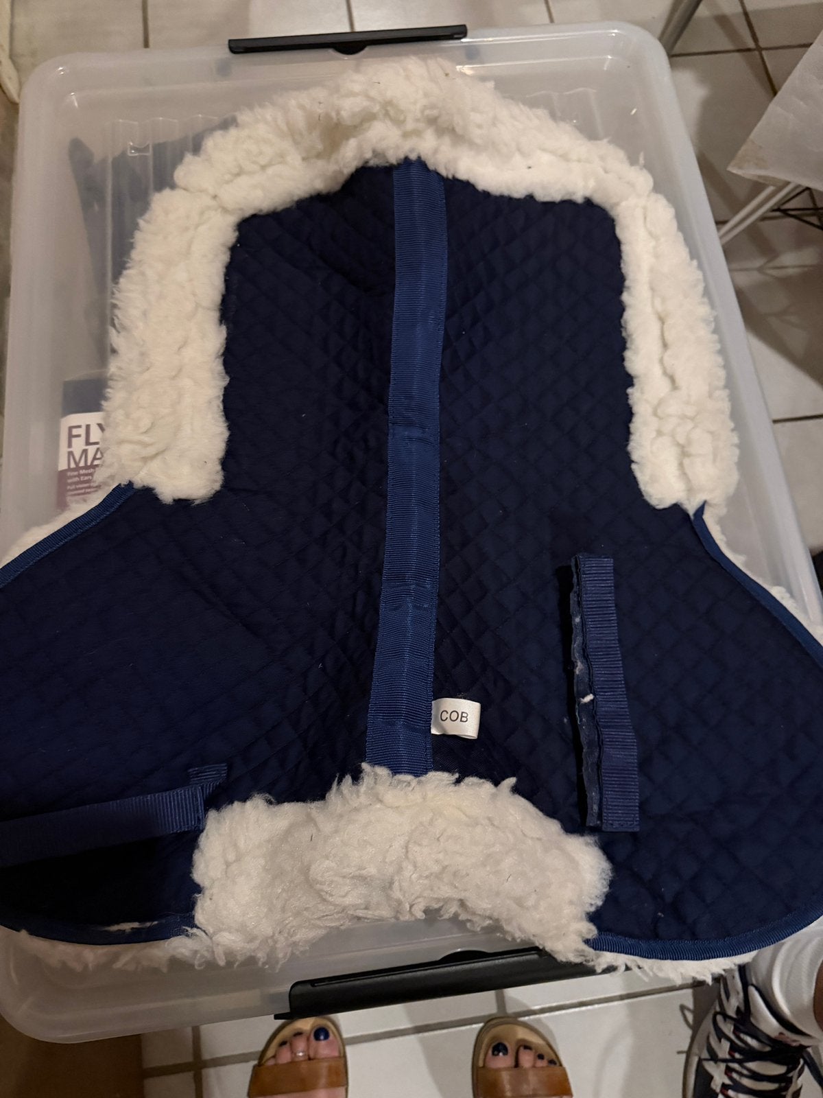 Onderlegger blauw met pels, COB, Ophalen, Zo goed als nieuw
