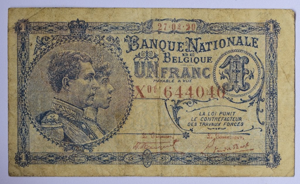 billet 1 franc 27-02-20 Belgique, Timbres & Monnaies, Billets de banque | Belgique, Envoi, Billets en vrac
