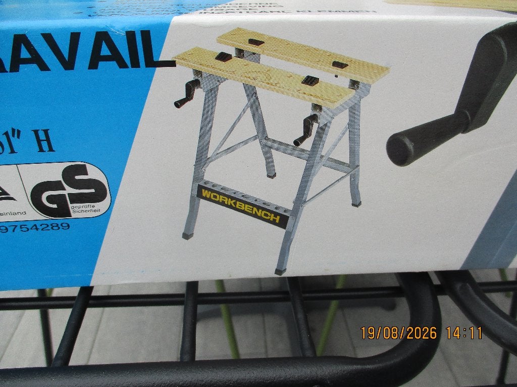 établi pliable ; neuf dans sa boîte d'origine non ouverte., Enlèvement ou Envoi, Neuf, 70 à 120 cm, Rabattable