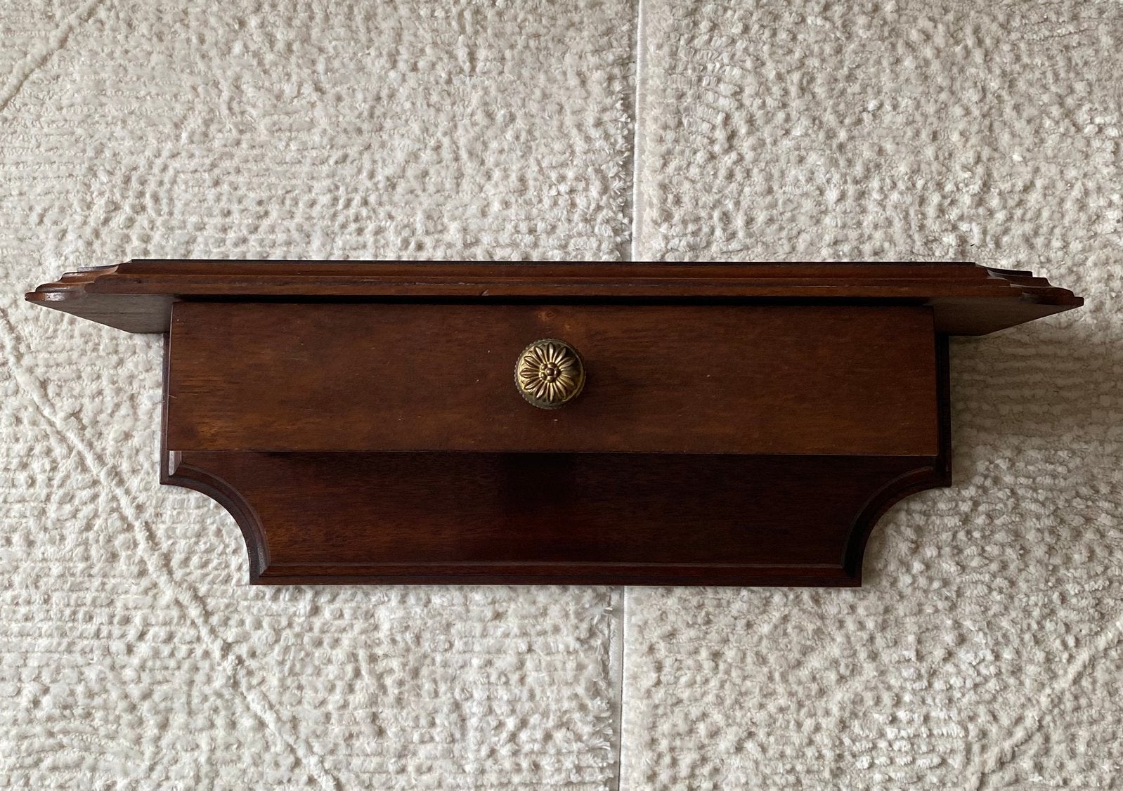 Étagère murale vintage en bois avec tiroir, Antiquités & Art, Enlèvement ou Envoi