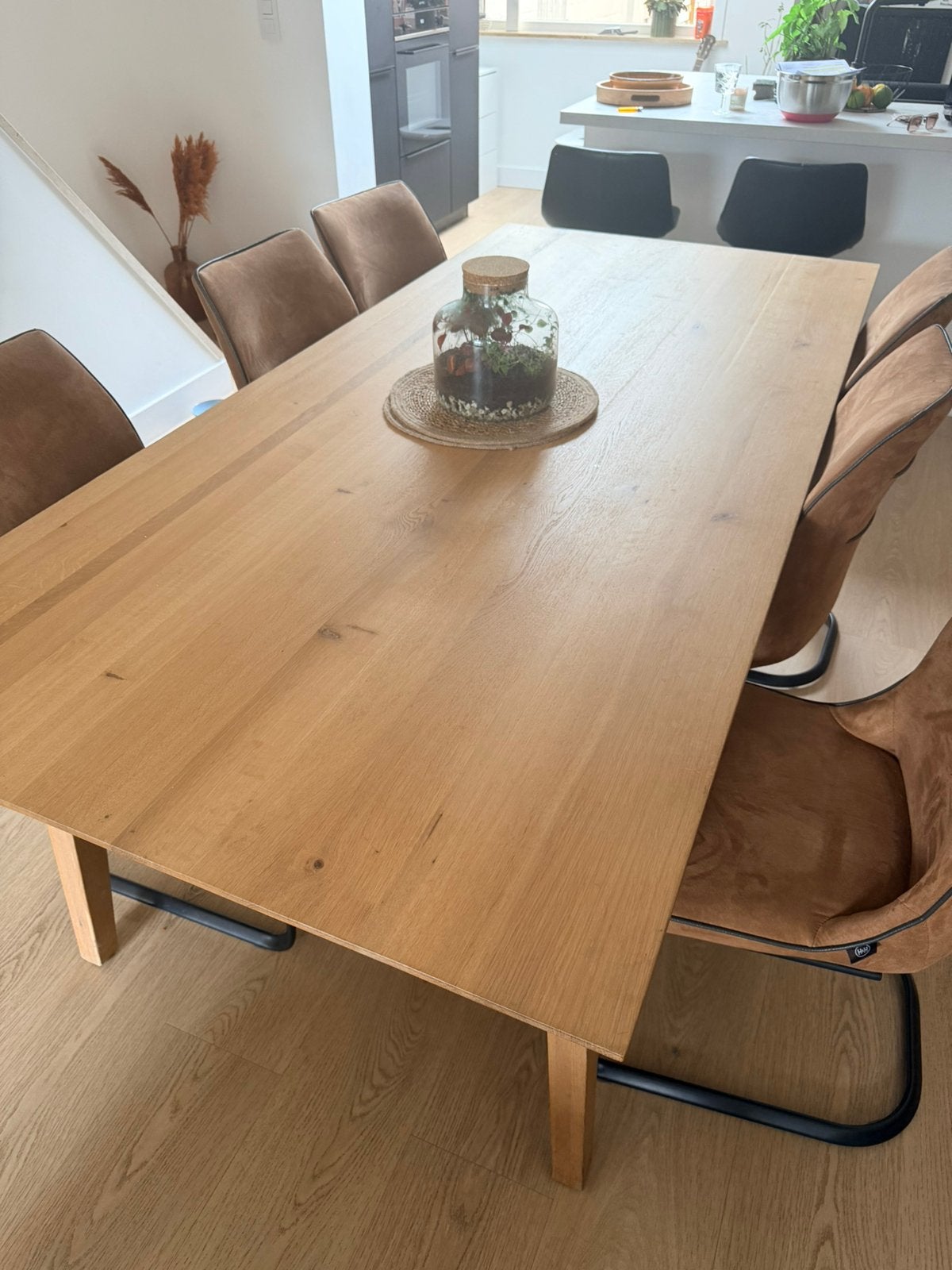 Massief eiken tafel - 210x100, Huis en Inrichting, Ophalen, Zo goed als nieuw