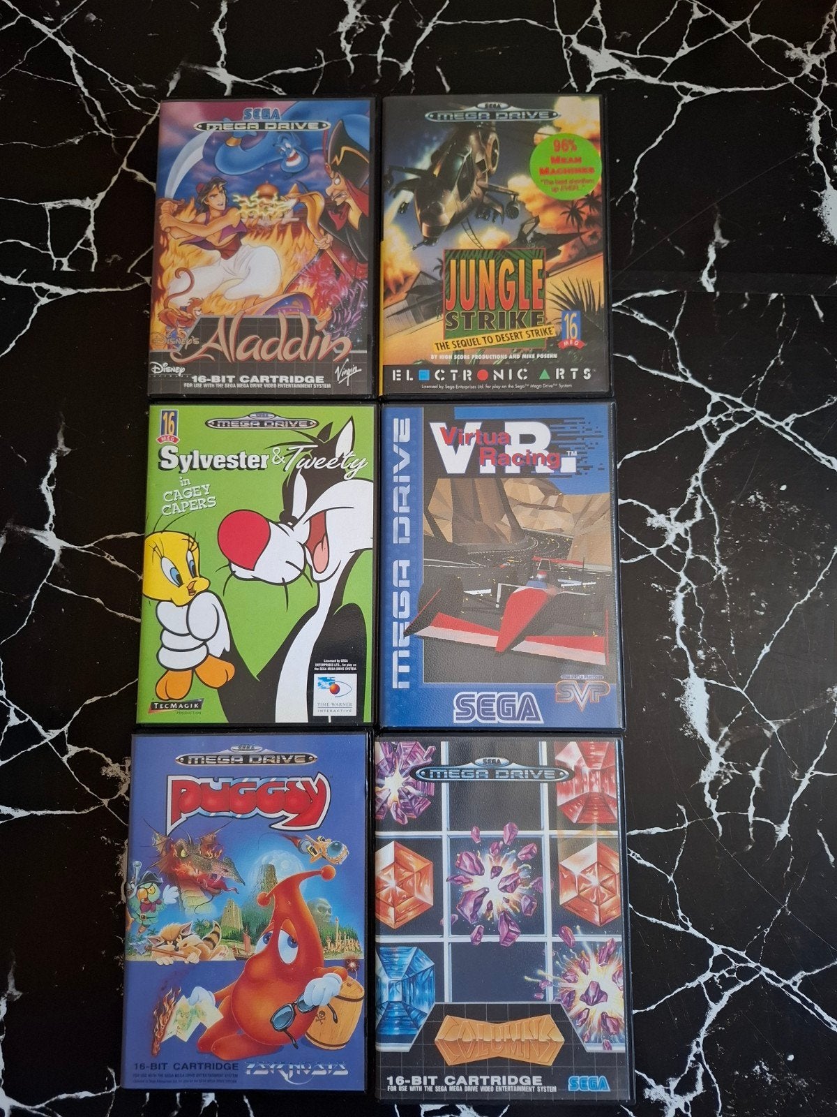 6 Sega Megadrive-spellen in een doos! Compleet, Games en Spelcomputers, Games | Sega, Zo goed als nieuw, Mega Drive, Ophalen of Verzenden