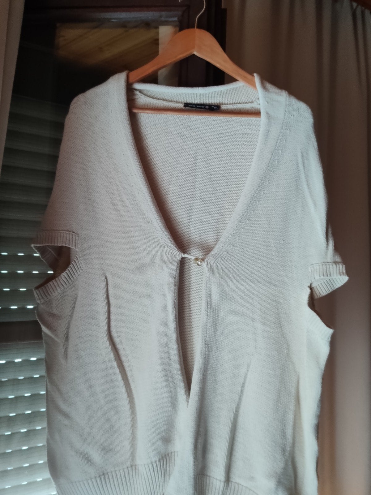Cardigan River Woods xxl, Ophalen, River Woods, Beige, Trui of Vest