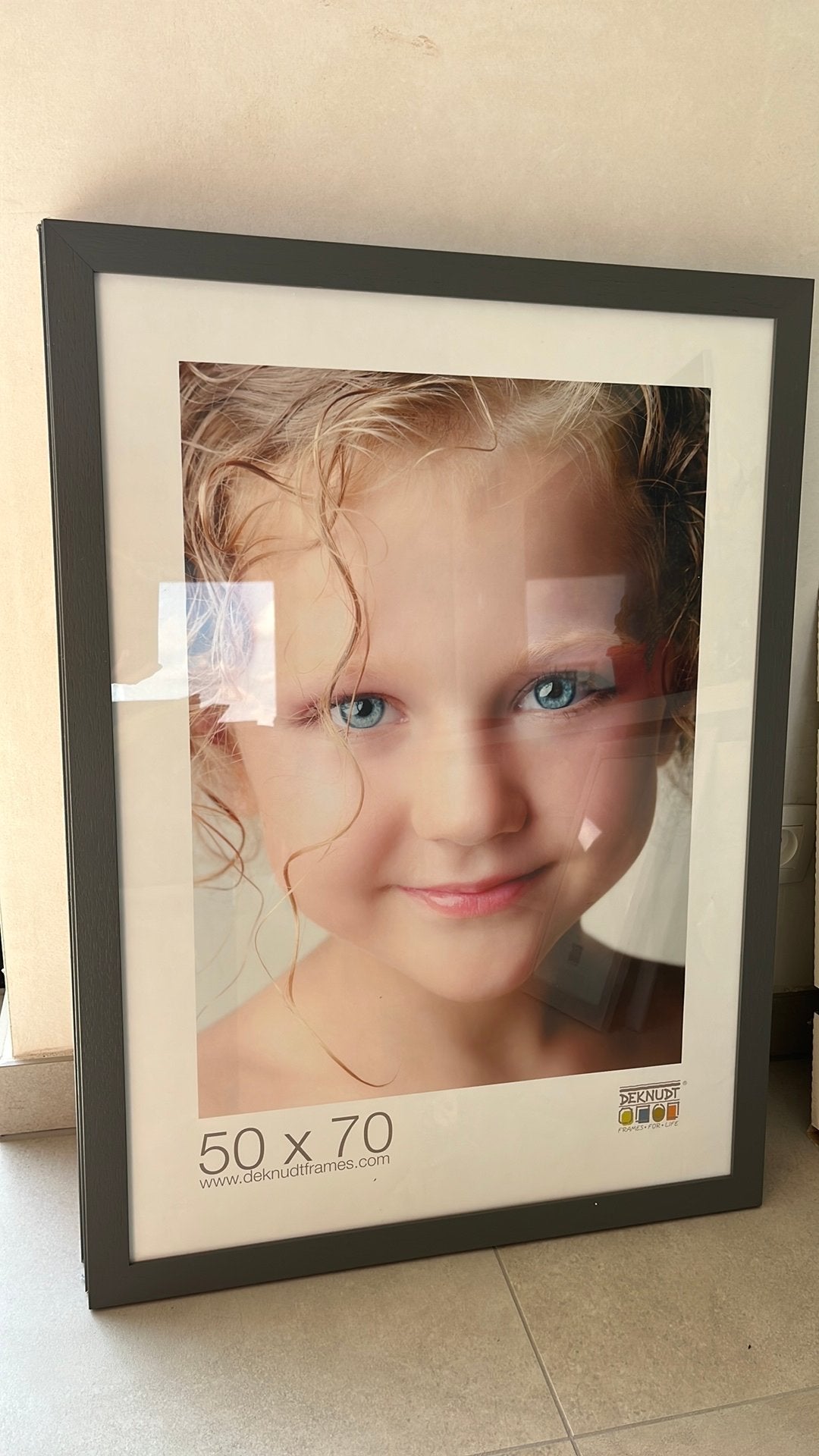 4 grijze fotokaders 50x70, Huis en Inrichting, Ophalen, Zo goed als nieuw