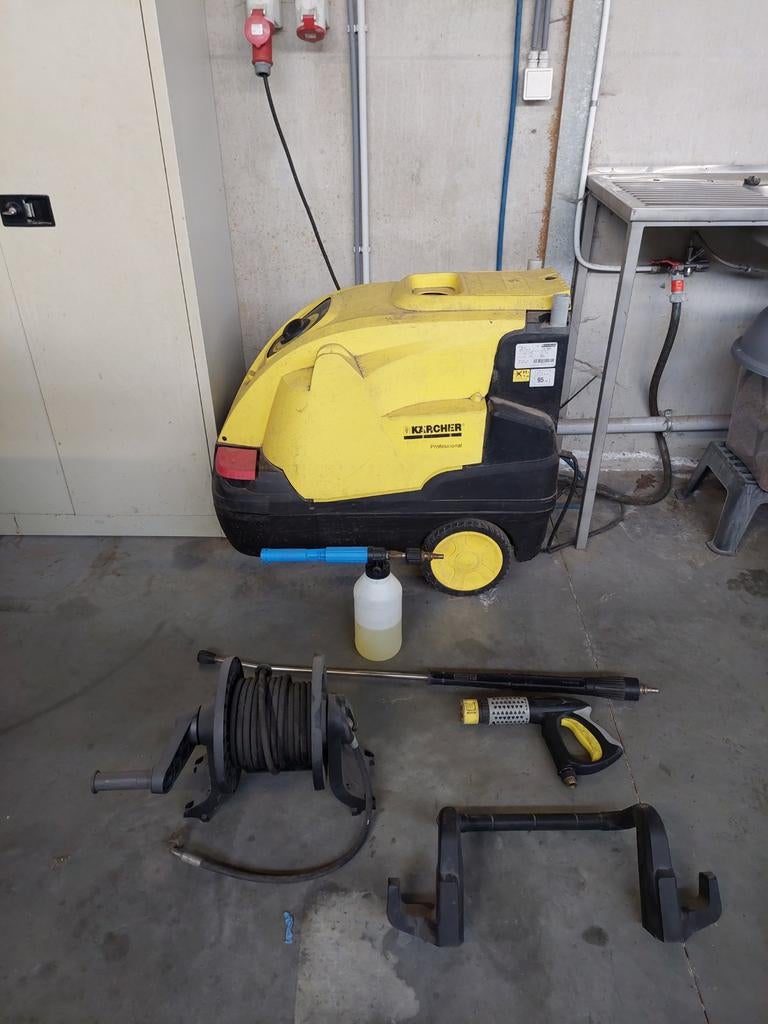 Karcher hds 7/16 cx + toebehoren + automatische inox haspel, Ophalen, Gebruikt, Karcher, Met regelbare waterdruk