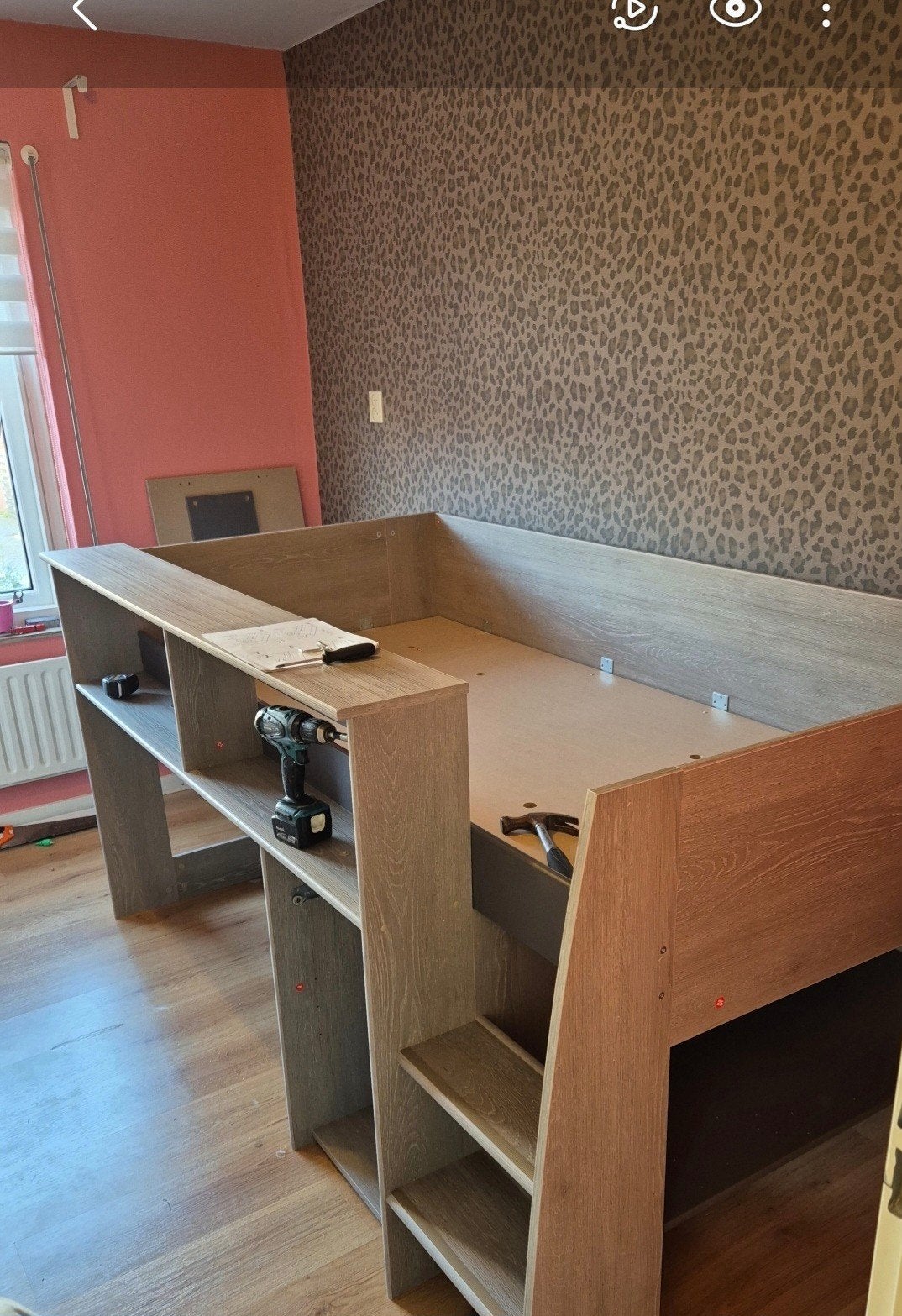 half hoogslaper met bureau en opbergruimte, Ophalen, Hoogslaper