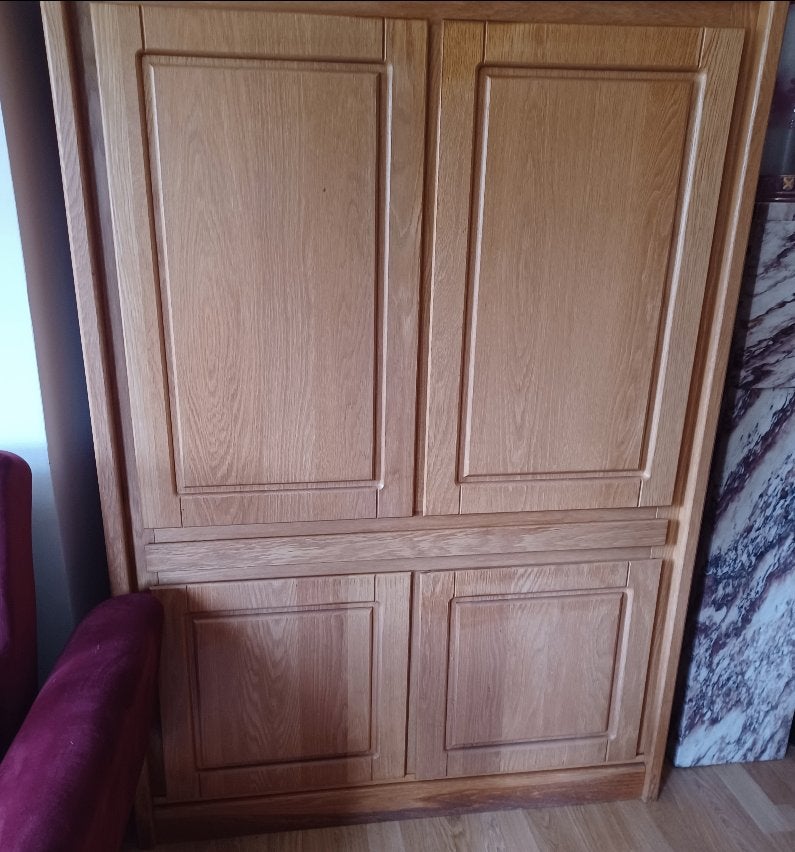 Twee tijdloze eetkamerkasten in lichte eik, Huis en Inrichting, Kasten | Buffetkasten, Ophalen, 100 tot 150 cm, 100 tot 150 cm