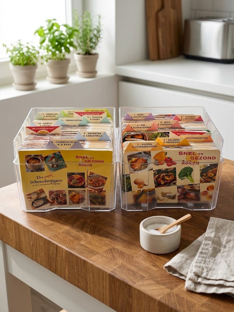 Complete retro receptenkaarten-set "Snel en Gezond Koken", Ophalen, Zo goed als nieuw