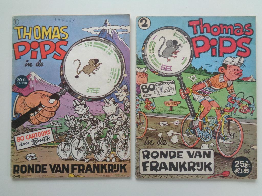Thomas Pips - Ronde van Frankrijk - album 1 en 2 -1e dr. '72, Boeken, Ophalen of Verzenden