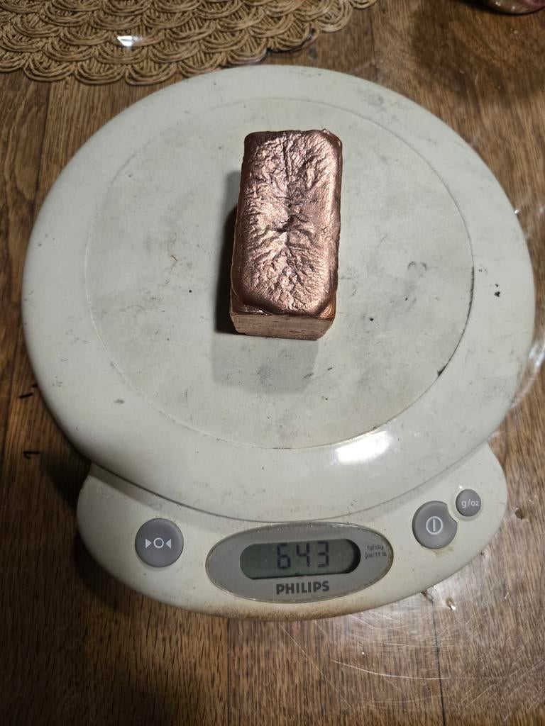 Lingot de cuivre pur 643g