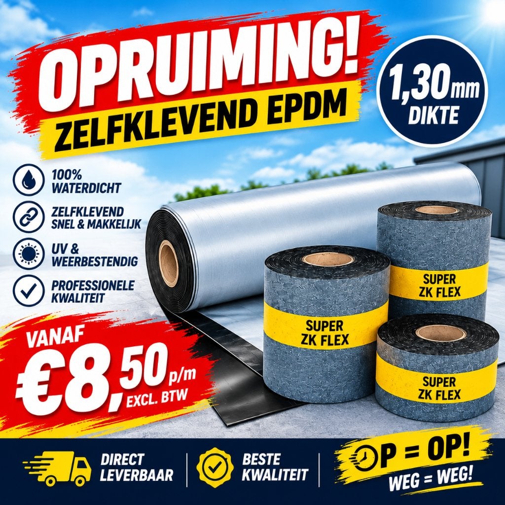 Zelfklevende EPDM Rubberfolie € 8,50m excl. btw, Ophalen, Overige materialen, Zwart, Nieuw