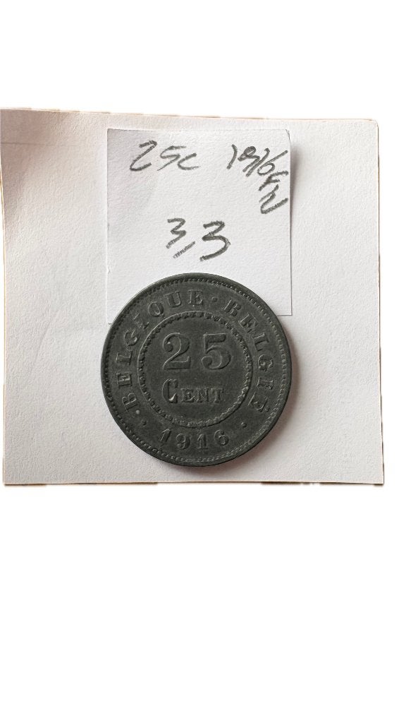 ALBERT I: 25 CENT, bezetting 1916FV, Postzegels en Munten, Munten | België, Ophalen of Verzenden