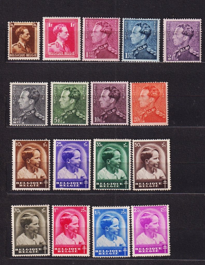 Belgique 1936 année complète sans blocs, Enlèvement ou Envoi, Non oblitéré, Trace d'autocollant