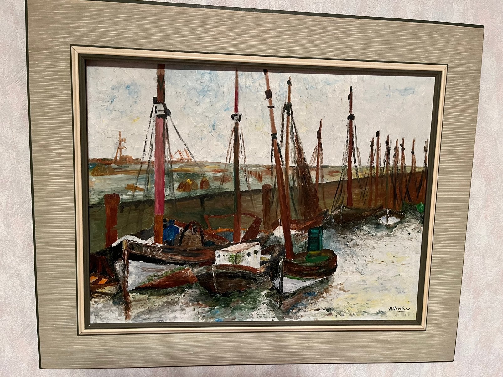Schilderij, Antiek en Kunst, Ophalen, Maritiem / water, Doek, Olieverf