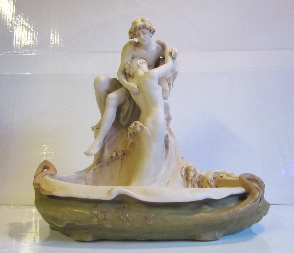 Art nouveau Royal Dux « les amoureux » ; A. Hampel, Bohême, Antiquités & Art, Envoi