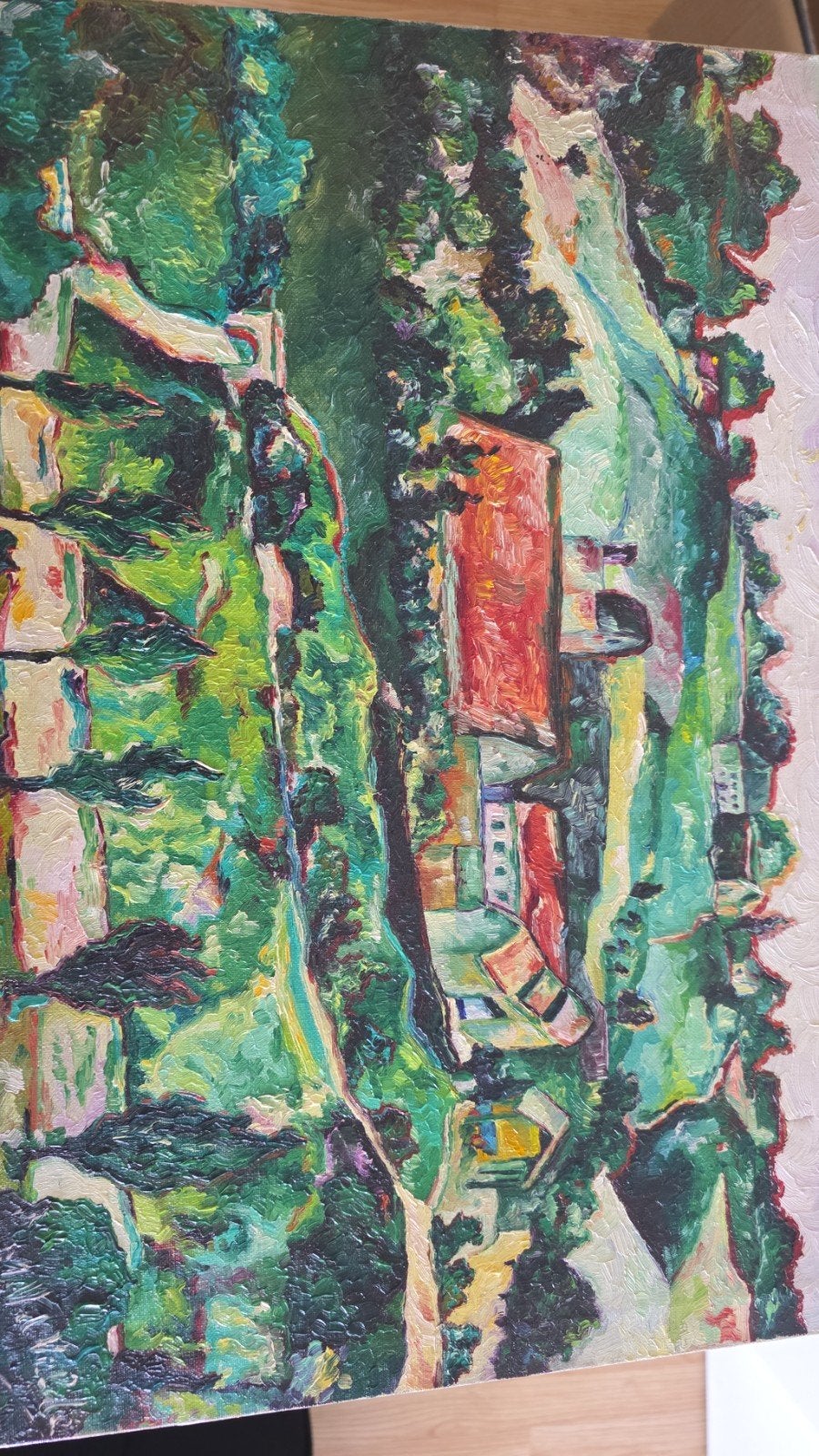 Magnifique huile sur toile au couteau, style expressionniste, Enlèvement ou Envoi
