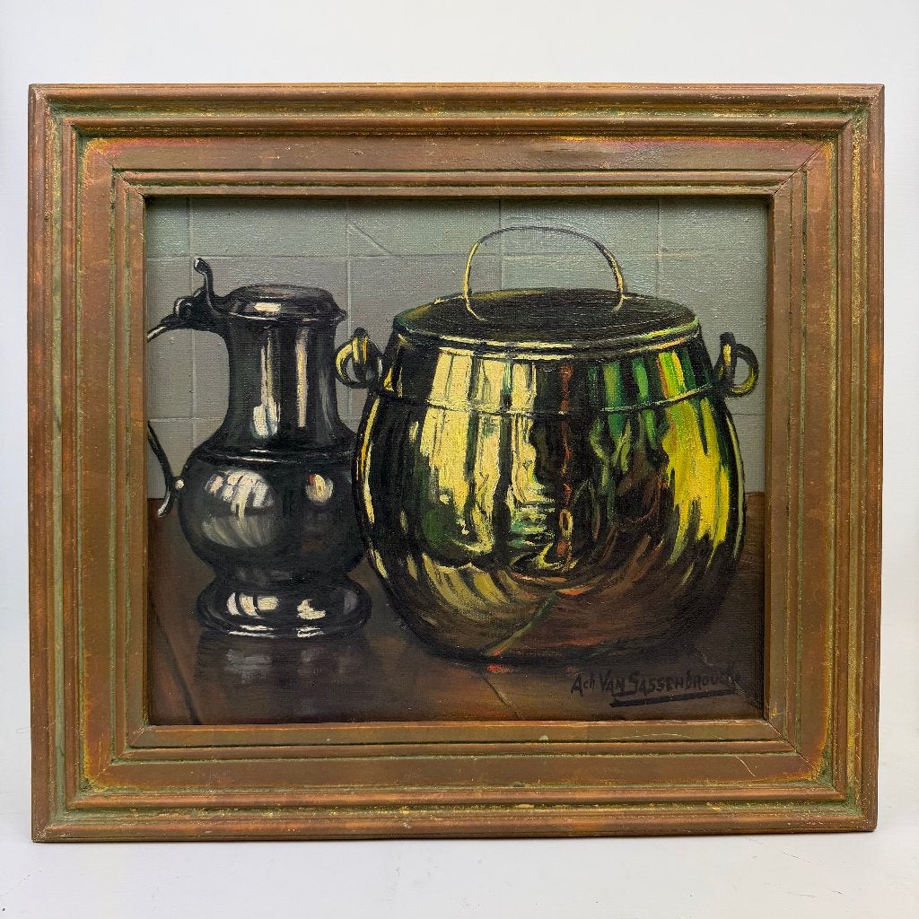 Huile sur toile, nature morte d'Achiel van Sassenbrouck, Enlèvement ou Envoi, Peinture à l'huile, Encadré, Nature morte