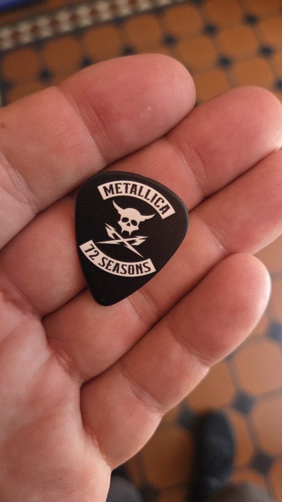 Metallica 72 seasons tour scary guy Guitarpick  plectrum, Ophalen of Verzenden, Zo goed als nieuw, Metal, Album