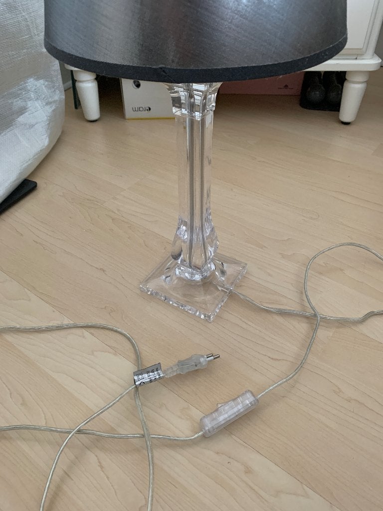 Lampe de table design en acrylique transparent,gris, Avec abat-jour, Enlèvement ou Envoi, 44 cm, Gris