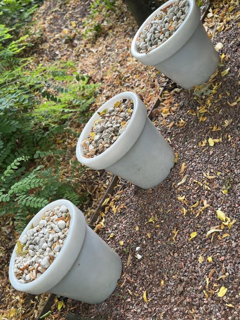 éclairage de terrasse : 3 pots de fleurs Bloom, Balcon, 25 à 40 cm, Rond, Synthétique
