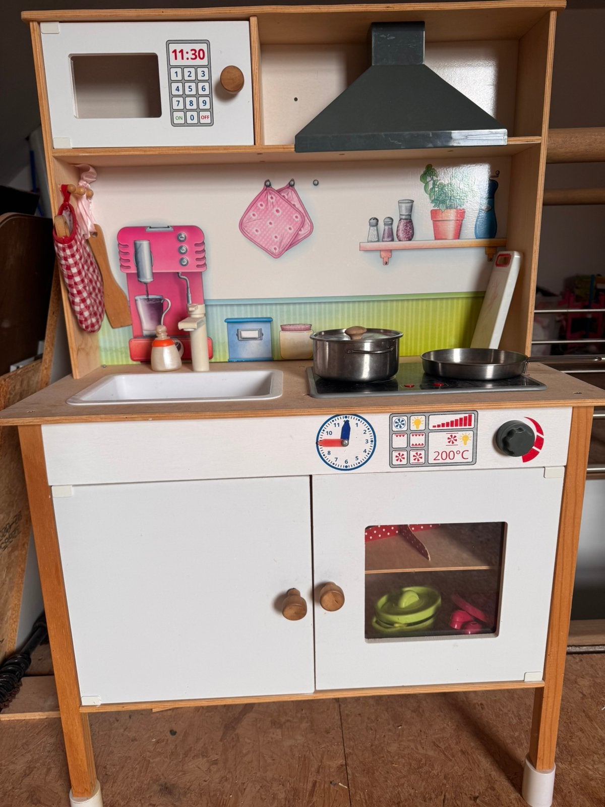 Speelgoedkeuken met accessoires, Ophalen, Gebruikt, Hout, Speelkeuken