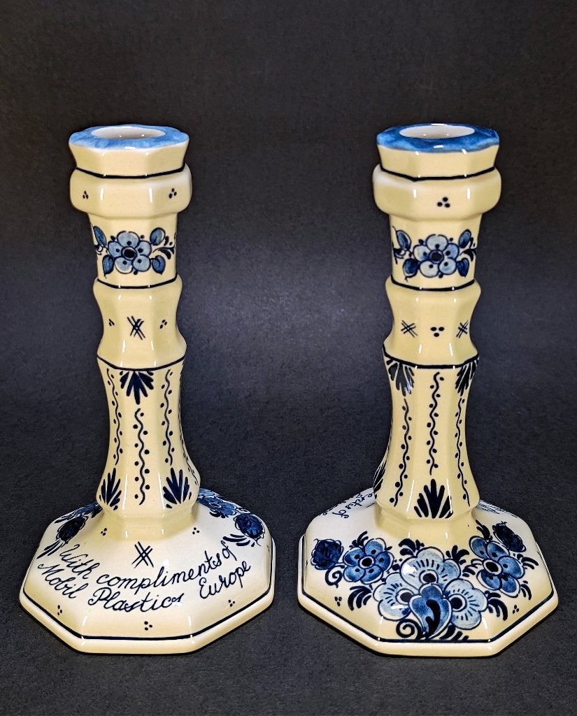 Paire de bougeoirs Royal Goedewaagen Blue Delft – Holland, Antiquités & Art, Enlèvement ou Envoi