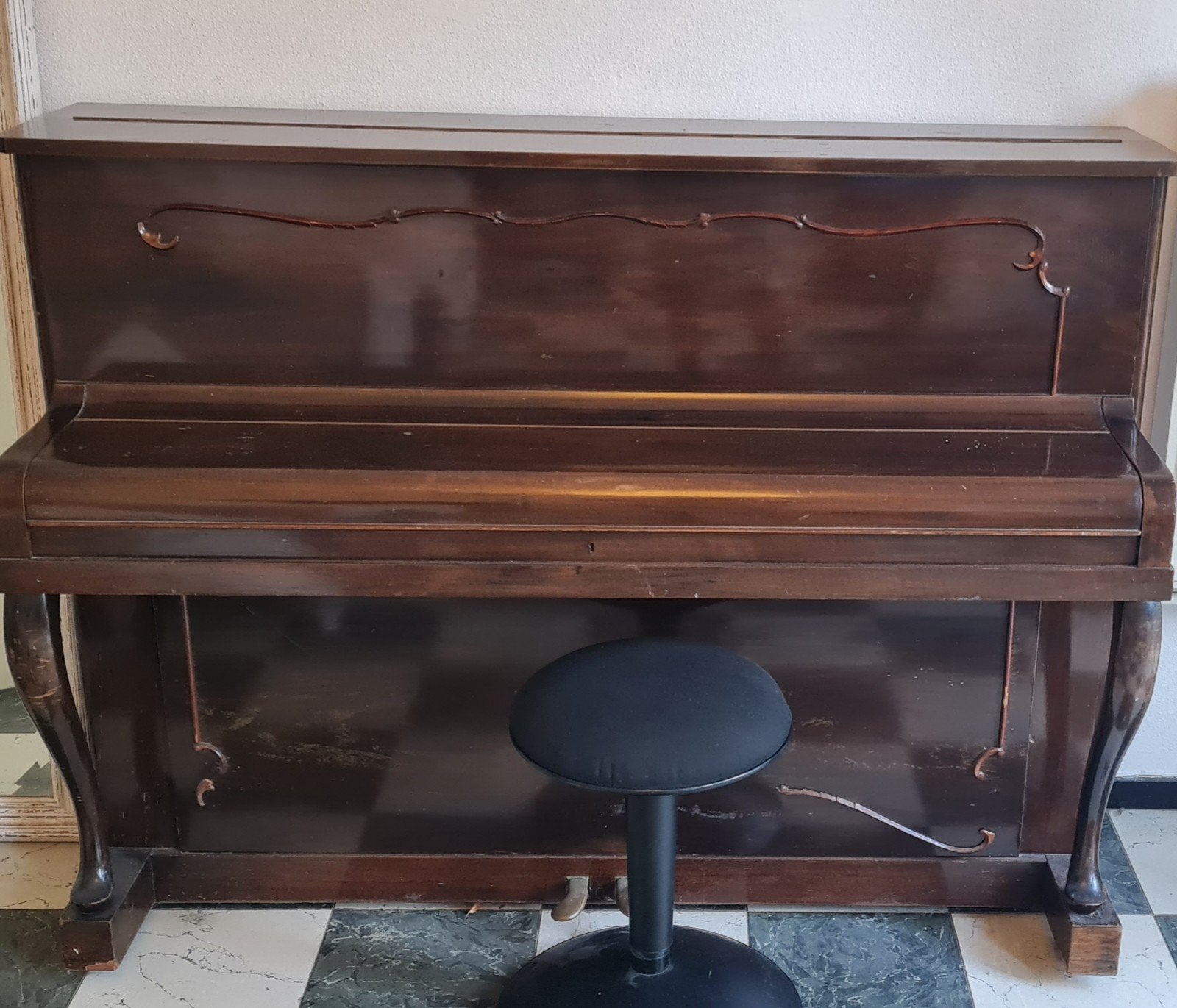 Piano droit compact Blüthner, Brillant, Brun, Enlèvement, Utilisé