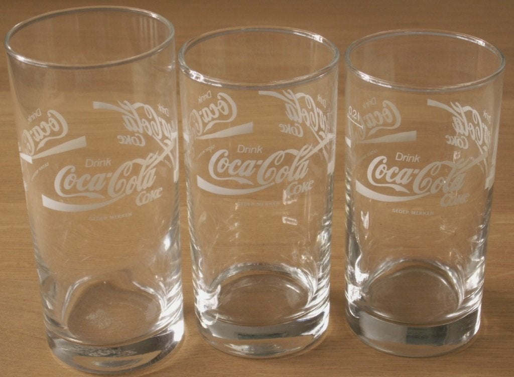 3 verschillende Coca Cola glazen Drink  Coke gedep merken, Ophalen of Verzenden, Nieuw