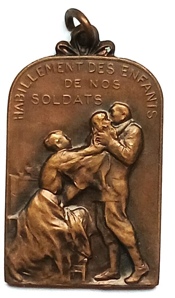 medaille oorlog 14-18 habillement des enfants de nos soldats, Ophalen of Verzenden, Brons