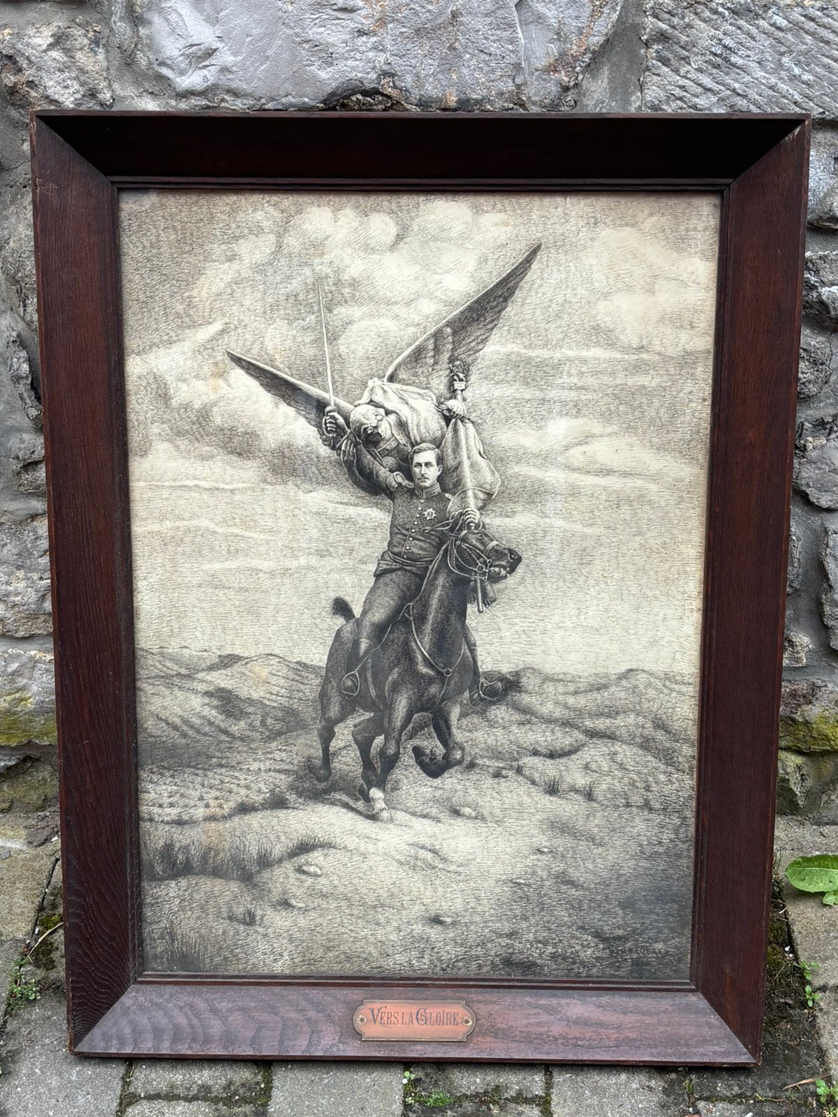 Fusain Albert 1er 1916 signé, Collections, Enlèvement