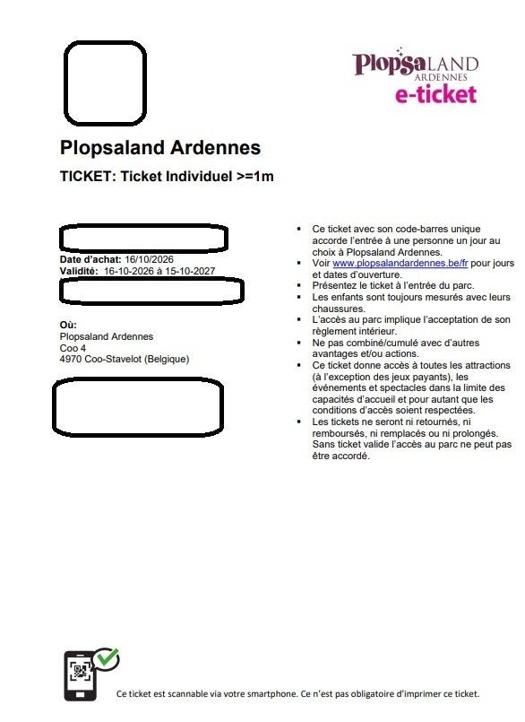 Plopsaland Ardennes — 2 billets, Deux personnes, Ticket ou Carte d'accès