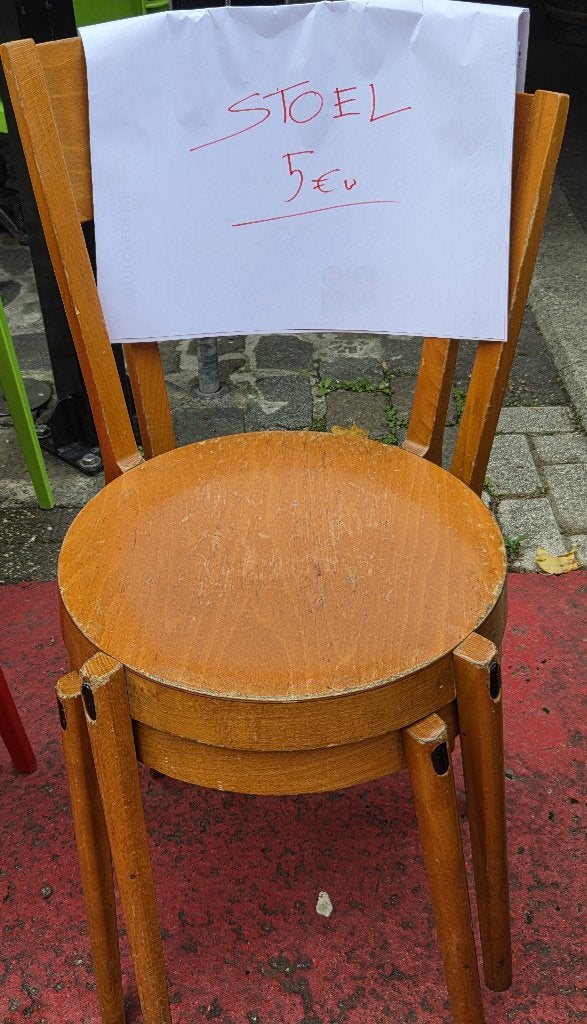 Houten Stapelstoel Kabaz, Ophalen, Gebruikt, Bruin, Vijf, Zes of meer stoelen
