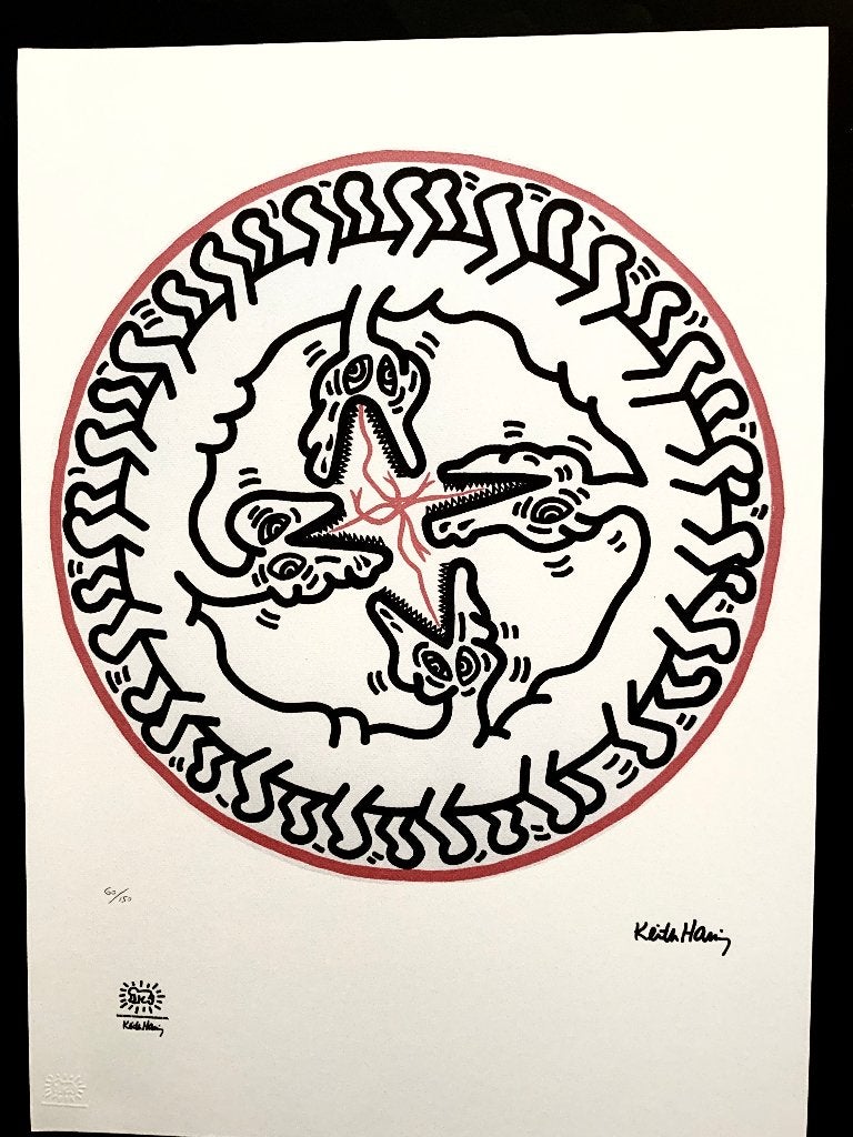 Litho van Keith Haring groot formaat (70 X 50cm), Genummerd, Ophalen of Verzenden, Overige onderwerpen, Lithografie
