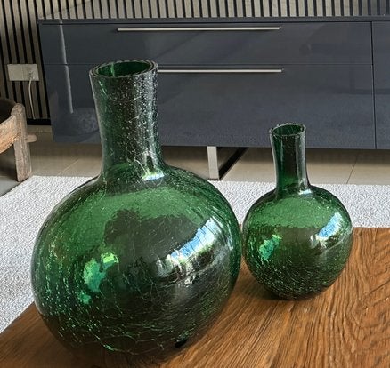 POLSPOTTEN: Crackled Glass Ball Body Vaas L + S, Maison & Meubles, Accessoires pour la Maison | Vases, Enlèvement, Comme neuf